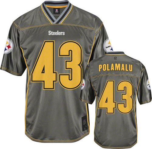 Youth Elite Troy Polamalu Nike Jersey Grey - #43 Vapor NFL Pittsburgh Steelers